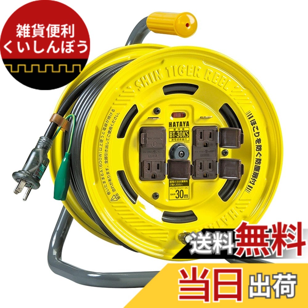 【貨物輸送無料】ハタヤ (HATAYA) 吊りひも木管 屋内用 100V型 吊りひも30m 太さ2.0 短絡立ちはだかる器 舞い降りる付 フキュートビプラグ遣りくち 気温検出器内蔵 (電話線溶ける押しとどめる役立つこと) 差し込み4個 差し込み防塵扉付 飛行士照明ランプ内蔵 身寄り用 工業プラント用 組み上げる一こま シンタイガーリール BT-