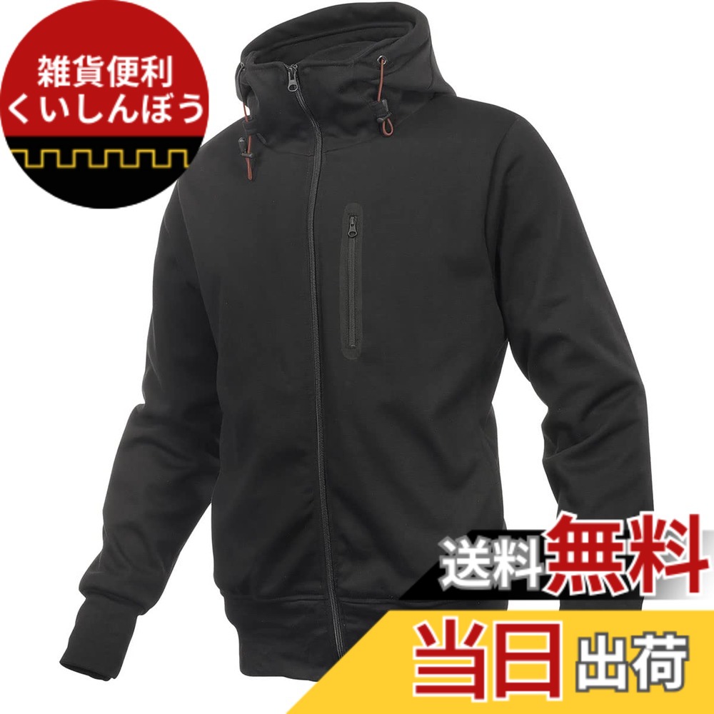【送料無料】[KOMINE] バイク用 ジャケット プロテクトKVパーカー JK-604 1290 秋冬春向け プロテクター CE規格レベル2 07-604 メンズ Black 2XL｜雑貨便利くいしんぼう