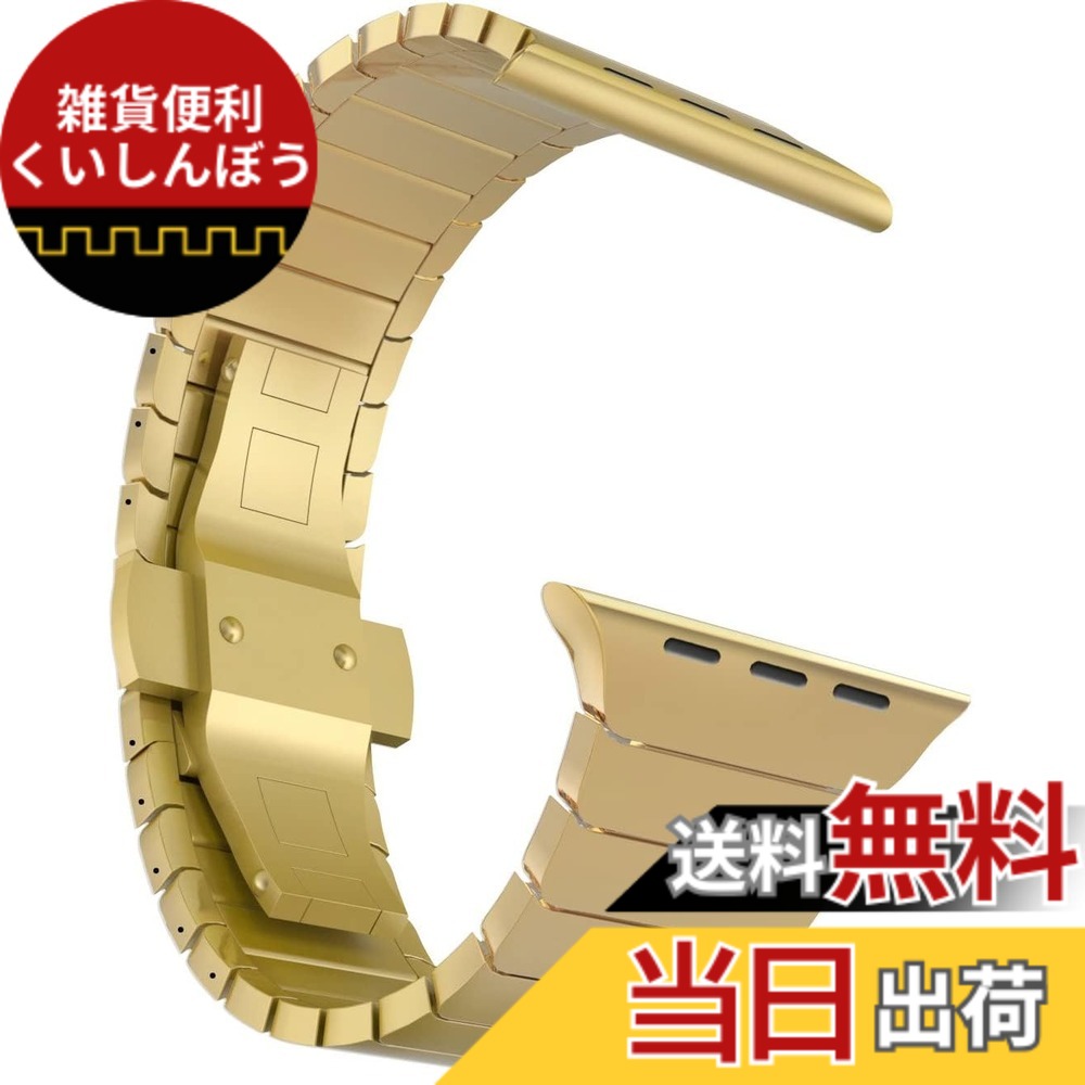 【送料無料】MaKTechステンレススチール金属のリンクブレスレットバンドに対応しますと互換性があるApple Watch シリーズ 11/10/9/8/7,Ultra 3/2/1,SE 3/2/1 [2025] (46mm/45mm/44mm/49mm,ゴールド)