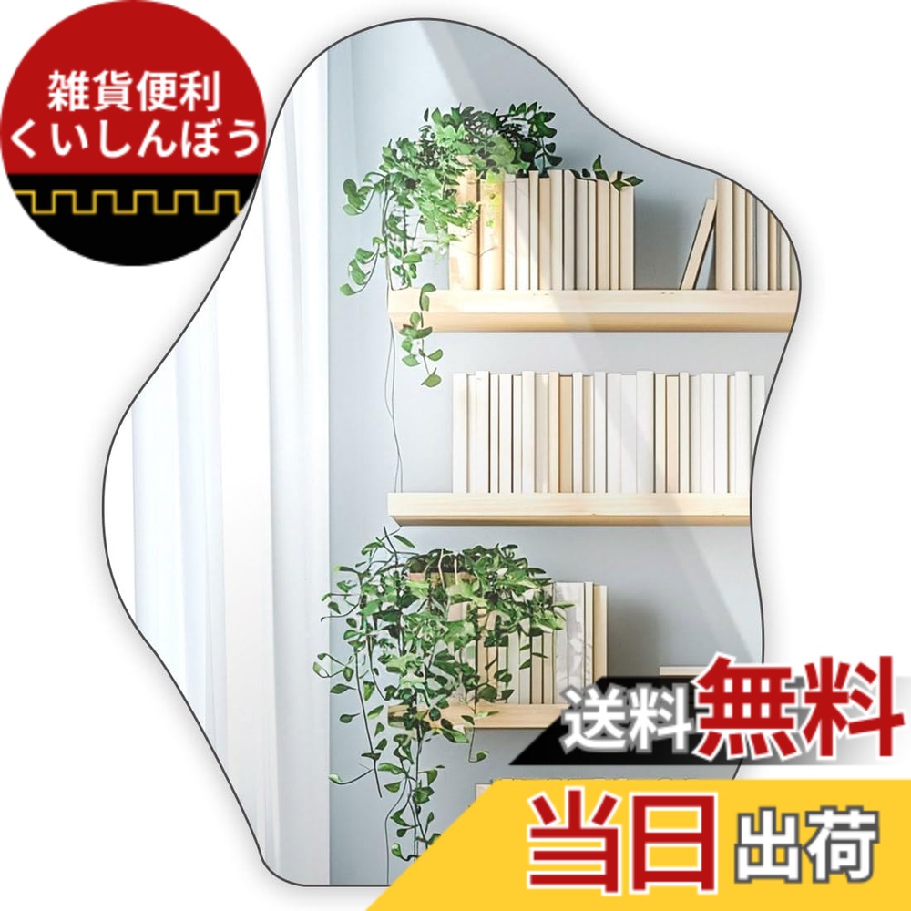 【送料無料】Telarana 鏡 全身鏡 姿見鏡 壁掛け スタンドミラー 銀メッキ 雲型鏡 不規則 おしゃれ 45 x56 x1.5 CM