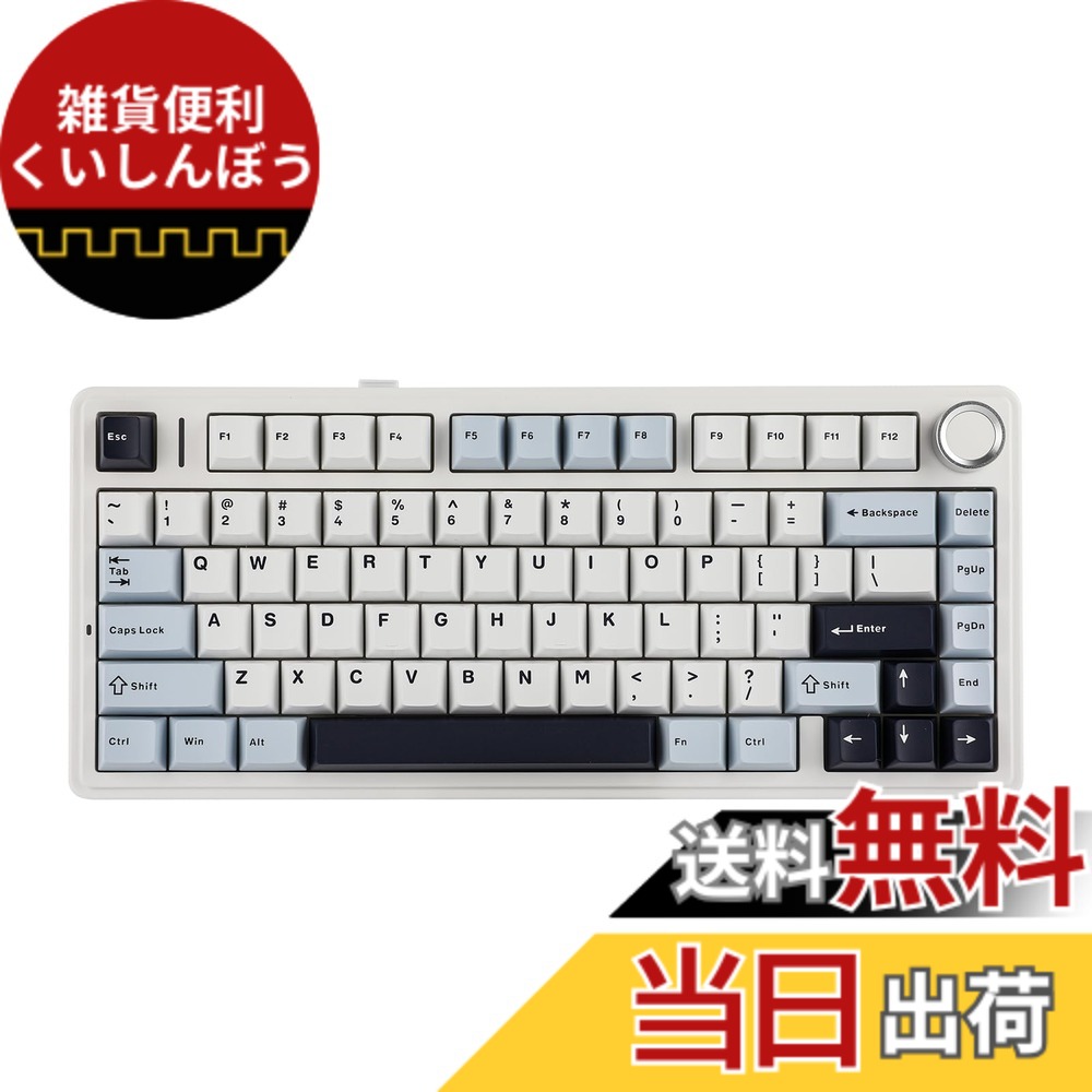 【送料無料】EPOMAKER x Aula F75 ゲーミングキーボード ガスケット メカニカルキーボード 5層パッド&ノブ付き 75% ワイヤレス ホットスワッパブル Bluetooth/2.4GHz/USB-C RGB 技適認証取得 (Light Blue, LEOBOG Reaper Switch)