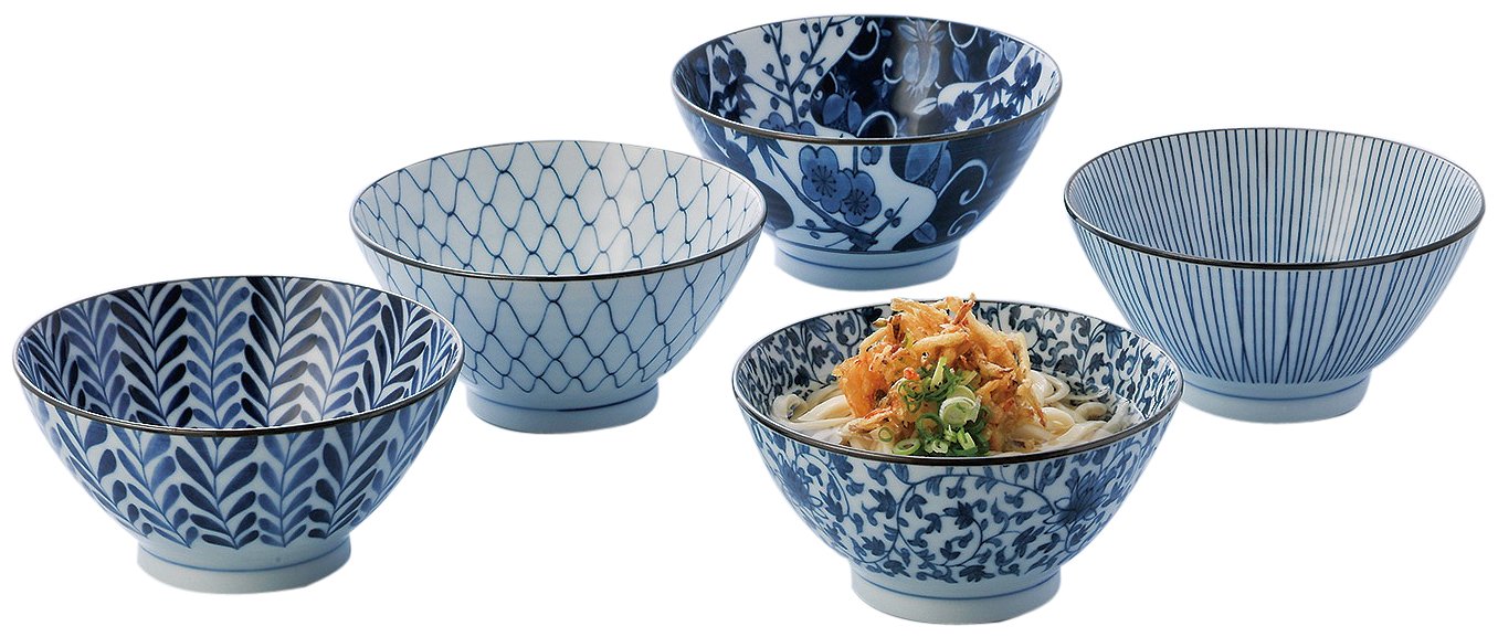 【送料無料】西海陶器 有田焼 清秀窯 日本製 西海陶器 多用 鉢 藍 絵変り 化粧箱入 日本製 直径 15.5 cm 5個 セット 31303 色：ホワイト、サイズ：φ18xH9cmx5個