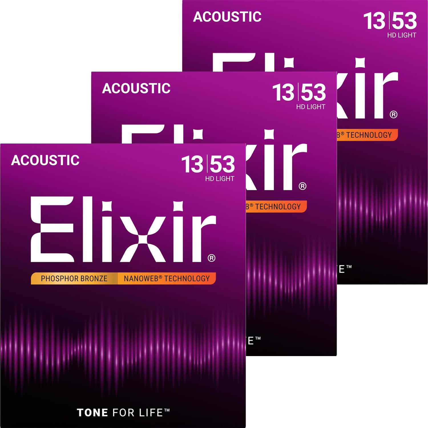 【送料無料】Elixir エリクサー アコースティックギター弦 NANOWEB フォスファーブロンズ 【国内正規品】 色：3セット、サイズ：HD Light .013-.053｜雑貨便利くいしんぼう