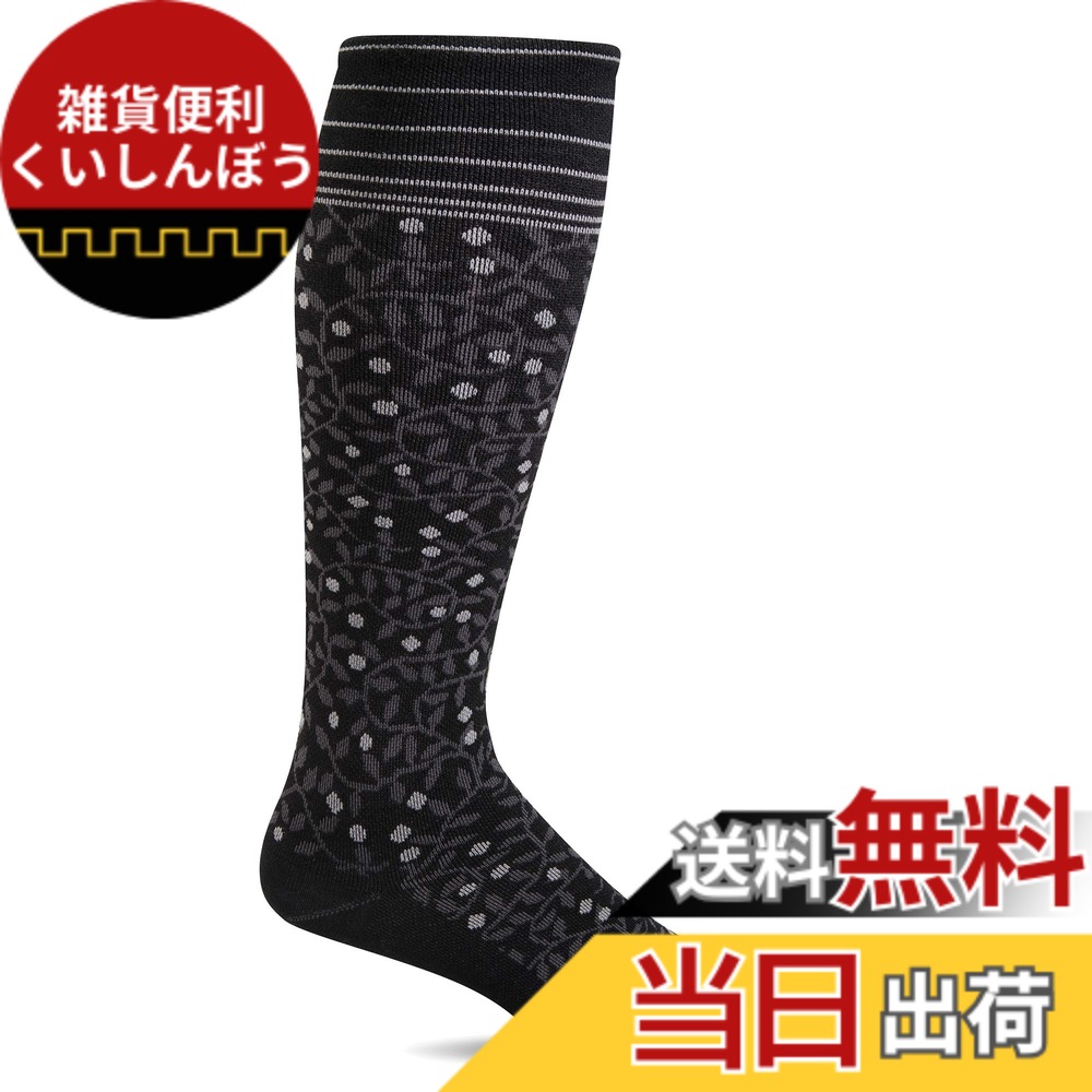 【送料無料】Sockwell ソックウェル レディース 着圧 加圧 メリノウール ソックス SW37W NEW LEAF 色：ブラック、サイズ：21.5-24.0 cm