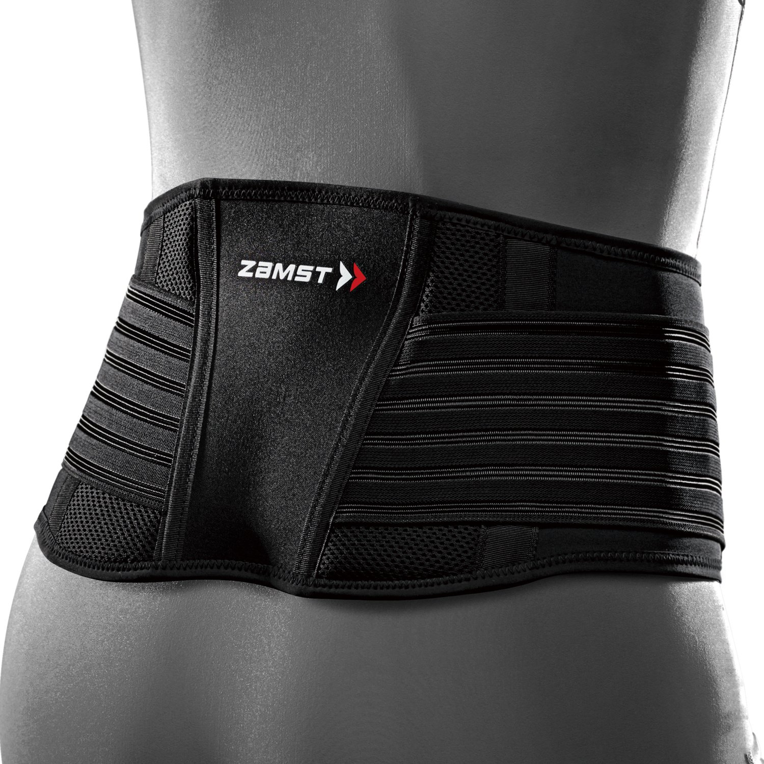 【送料無料】【バレーボール西田有志選手 愛用ブランド】 ザムスト(ZAMST) 動きやすさと固定力を兼ね備えた腰サポーター ZWシリーズ 圧迫力の調節が簡単 通気性が高く蒸れにくい 簡単着脱 スポーツ 日常生活 医療メーカー コルセット 男女兼用 色：ブラック、サイズ：LL