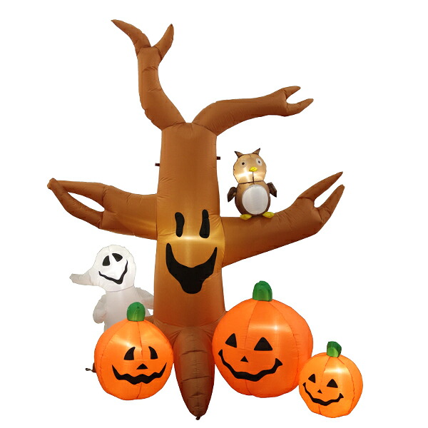 【ハロウィン 販促】エアーディスプレイ パンプキンツリー Halloween ハロウィーン おばけ かぼちゃ カボチャ パンプキン フクロウ 10月 秋 お祭り 子ども こども デコレーション 室内仕様 アイキャッチ 電球 店頭 宣伝 イベントグッズ 光る LED ライト