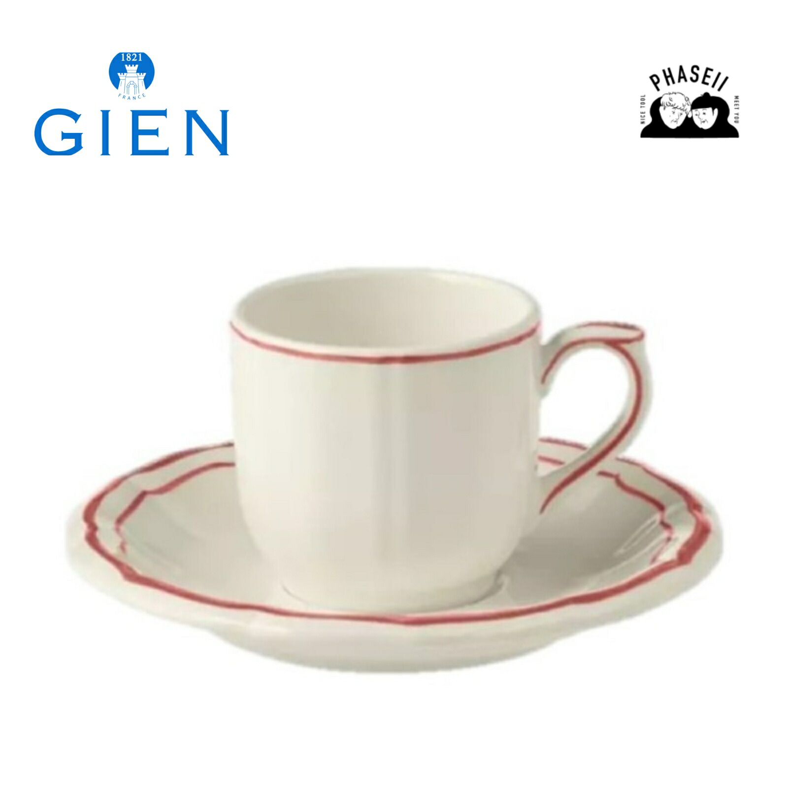 ジアン GIEN フィレ ピンク 1831 コーヒーカップ&ソーサー 85ml