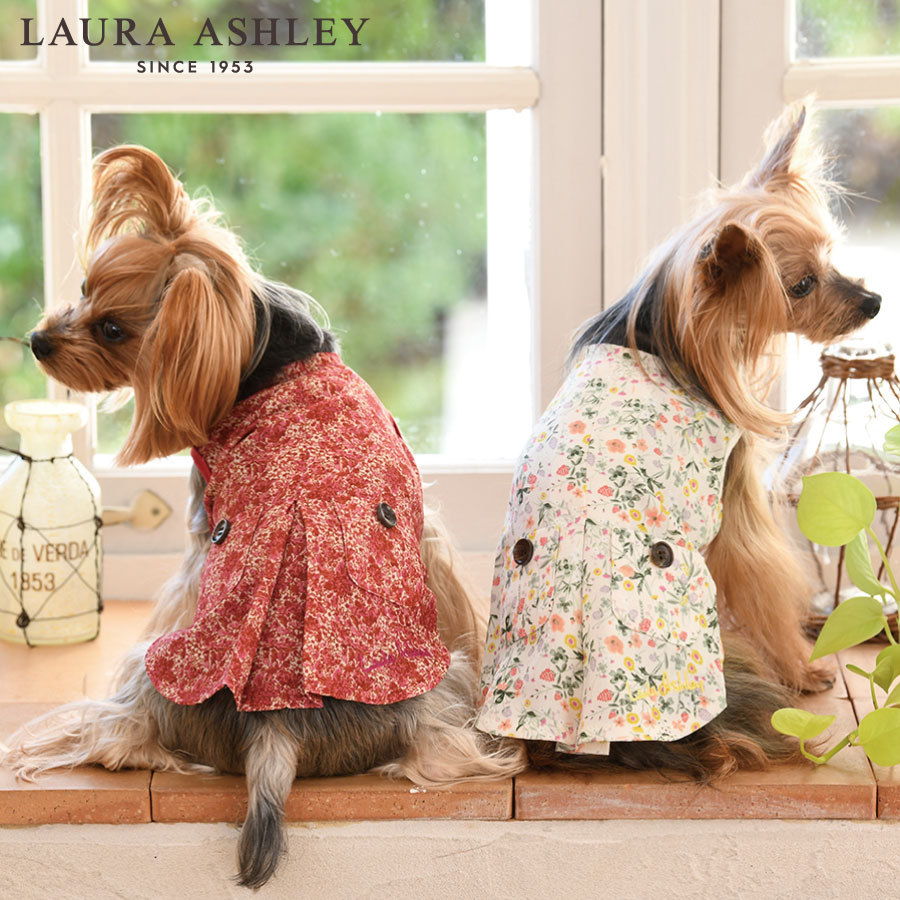 LAURA ASHLEY フリルワンピース 2022秋冬 犬服 ワンピ 袖なし 裏起毛 あったか素材 雑貨ネットオンライン 