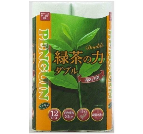 トイレットペーパー　ペンギン緑茶の力　35m　ダブル　72ロール（12ロール入　6パック）（ケース販売）　【送料無料】一部地域除く