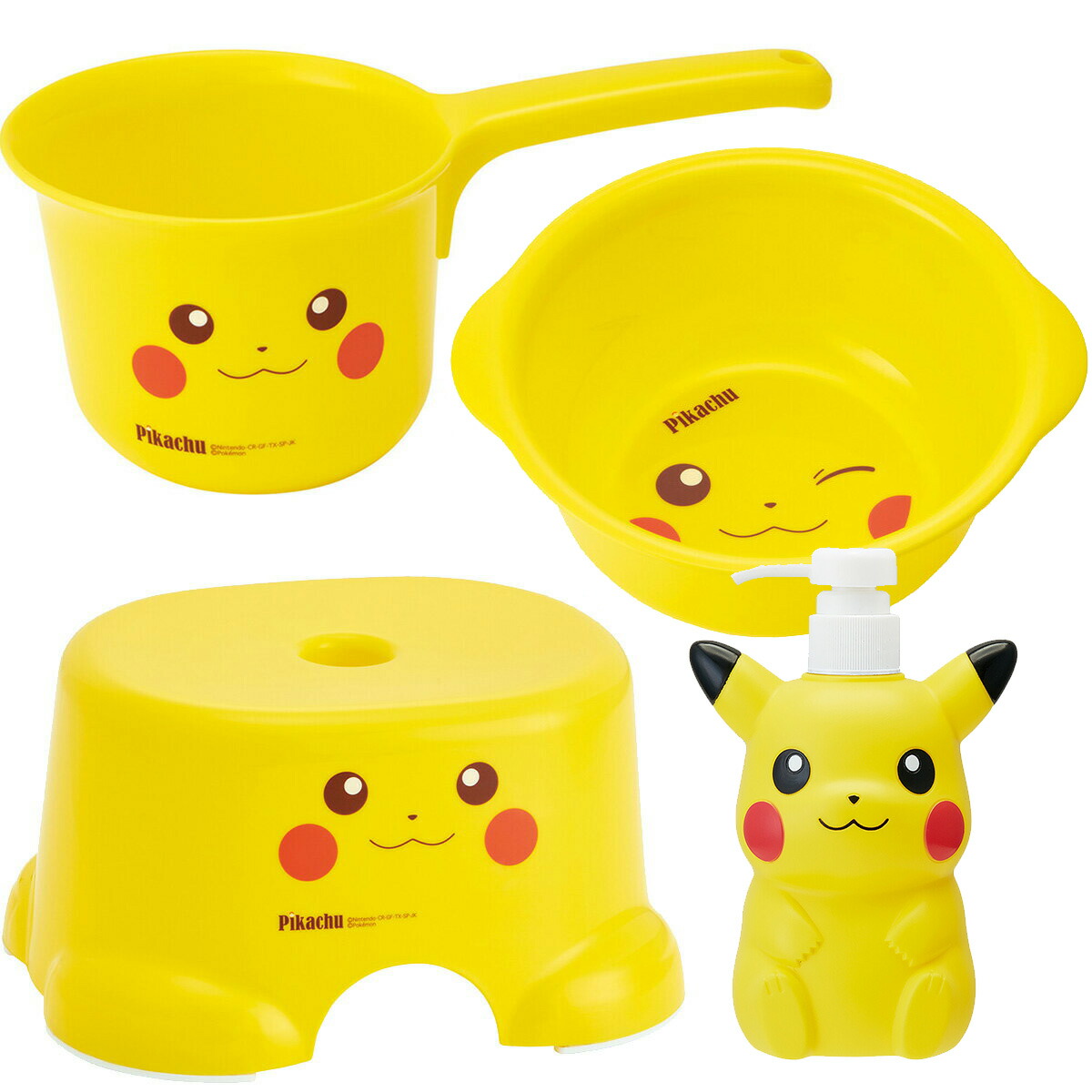 楽天市場 送料無料 ポケットモンスター 子供お風呂4点セット ピカチュウ 湯桶 湯おけ シャンプーボトル ディスペンサー 手桶 手おけ せんめんき 洗面器 フロイス ふろいす 風呂椅子 バスチェア バス用品 キッズ 子供 贈り物 お祝い かわいい おしゃれ おめでとう