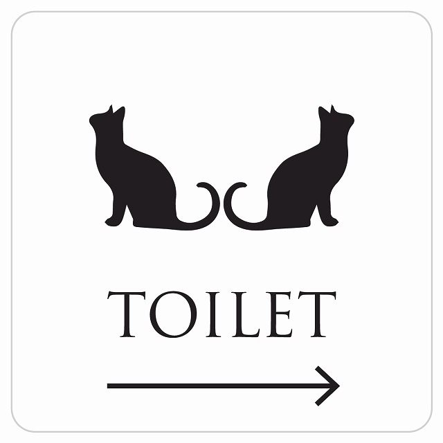 ピクトサイン ステッカー シール 14x14cm トイレ 御手洗 TOILET トイレマーク ねこ 猫 ネコ ホワイト 案内 サイン カッティングシート  男女マーク ウォールステッカー インテリア 現金特価 右 ブラック 塩ビ製 施設