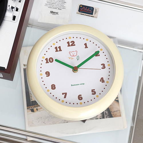 市場 韓国雑貨 パステルカラー シンプル イラスト おしゃれ 可愛い クマ 韓国 静音仕様 置き時計 インテリア 壁掛け時計 時計