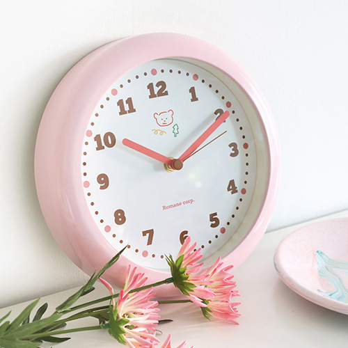 市場 韓国雑貨 パステルカラー シンプル イラスト おしゃれ 可愛い クマ 韓国 静音仕様 置き時計 インテリア 壁掛け時計 時計