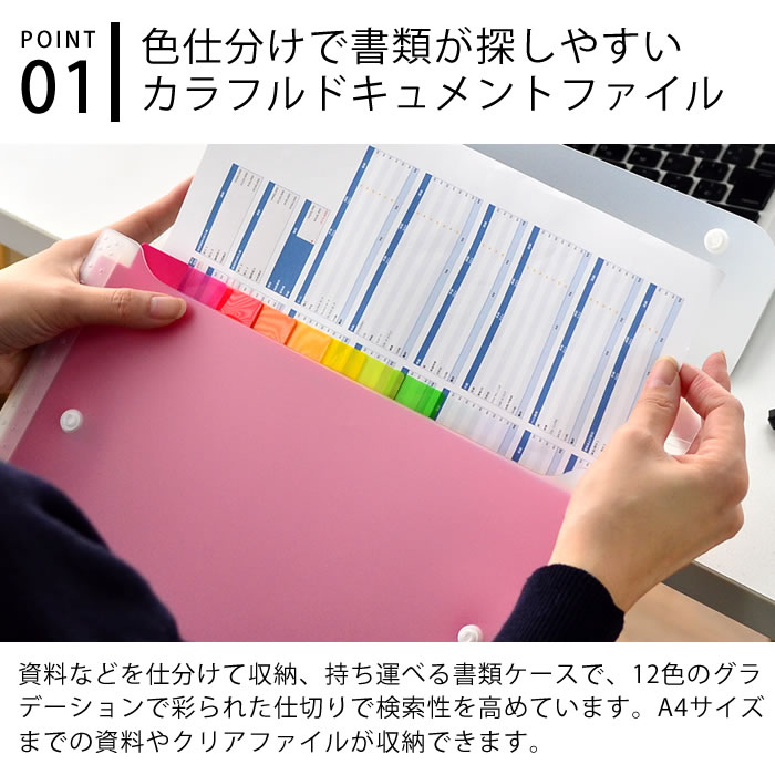 楽天市場 ドキュメントファイル アドワン レインボー ヨコ型 13ポケット 書類ケース 持ち運び ファイル ケース 領収書 伝票 整理 セキセイ 書類 収納 書類整理 オフィス 学校 ファイルホルダー 仕切り 分類 クリアファイルが入る 雑貨ショップドットコム