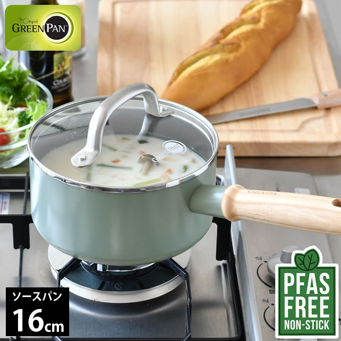 【7月5日ポイント最大10倍祭】片手鍋 16cm GREENPAN グリーンパン ソースパン 16cm 蓋付き メイフラワー 片手鍋 16cm ih グリーンパン ソースパン コンパクト ソースパン キッチン フッ素加工なし PFAS FREE お手入れ簡単 蓋付き ガス セラミック 熱伝導 調理器具画像