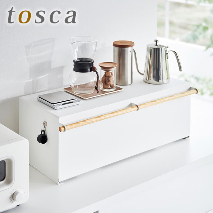 【7月25日はポイント最大10倍祭♪】《ポイント5倍!》ブレッドケース パンケース ブレッドケース トスカ ワイド tosca 北欧 パンケース おしゃれ 保存 3024 カウンター ホワイト パン入れ トースター キッチン 山崎実業 yamazaki ヤマジツ 白 食パン 調味料 32L 収納|雑貨ショップドットコム