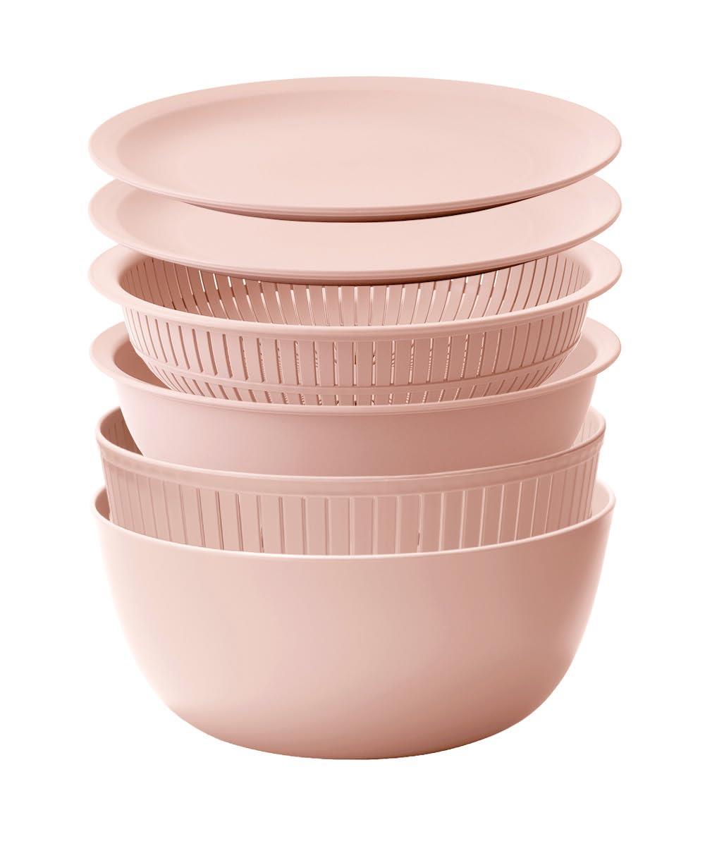 ライクイット (like-it) ざる ボウル 電子レンジ対応 Colander＆Bowl 米とぎにも使える ザルとボール ピンク 6点セット 日本製 水切り 湯切り可能 耐熱ボウル