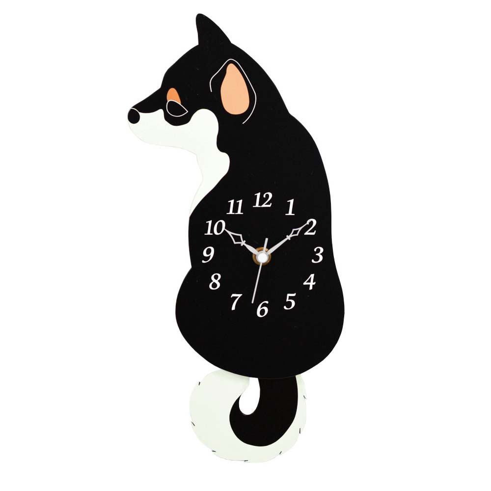柴犬の振り子時計（黒柴） 振り子時計 壁掛け 犬 好き プレゼント 犬グッズ