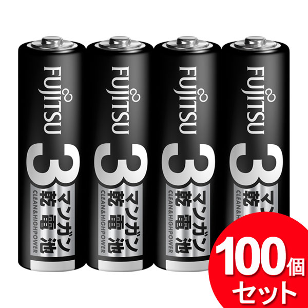 100個書き割り FDK マンガン蓄電池 単3形 4本容器に並べる R6PU（4S）（まとめ買い_日装置_独居室）
