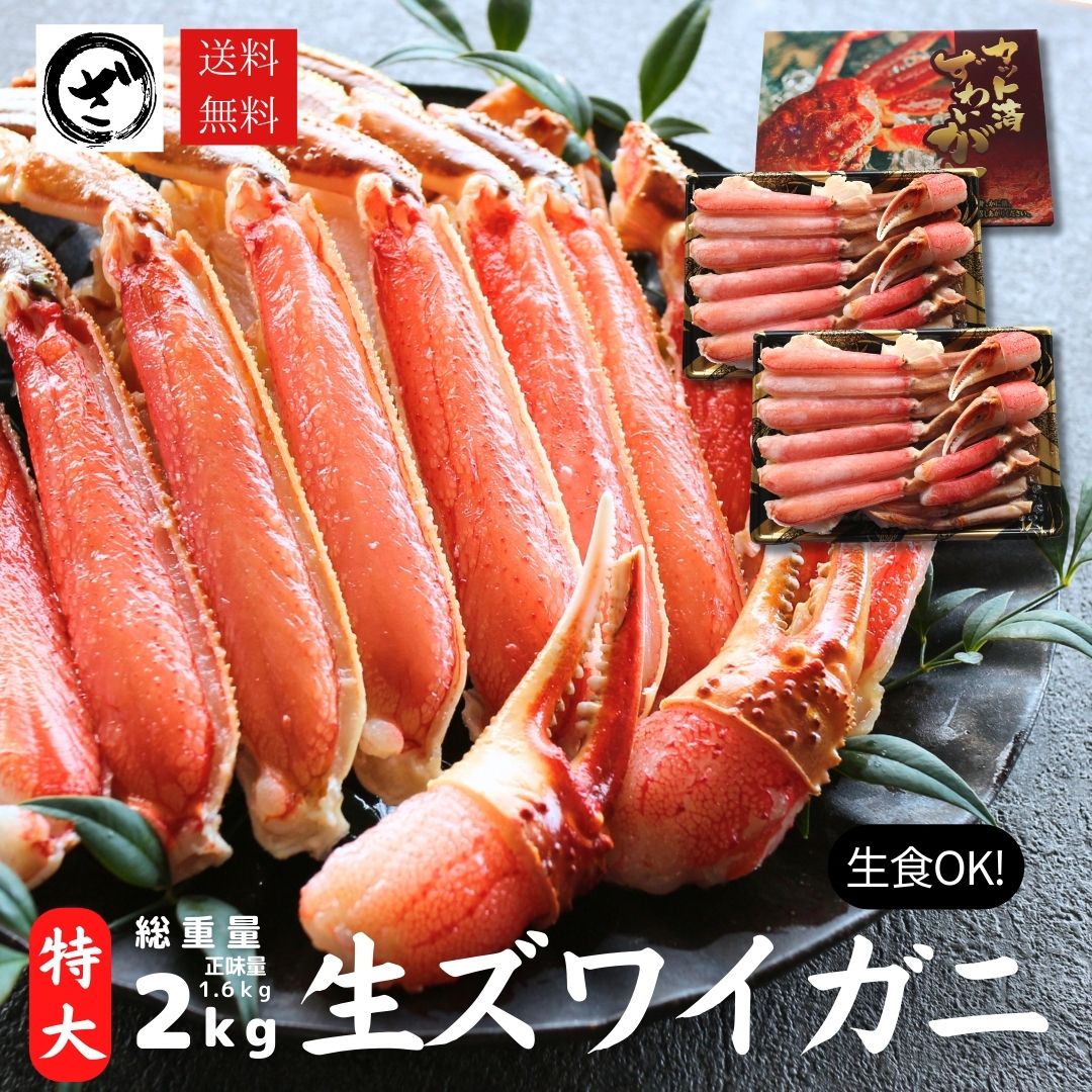 極上【特大】生ズワイガニ 特大サイズ（5L超） 生食可　カット済み　ずわいがに　ズワイ蟹 希少　こだわり　コンパクト　カニ鍋　ギフト　お歳暮 大きい<br><br>かに カニ 蟹 ずわい ズワイ