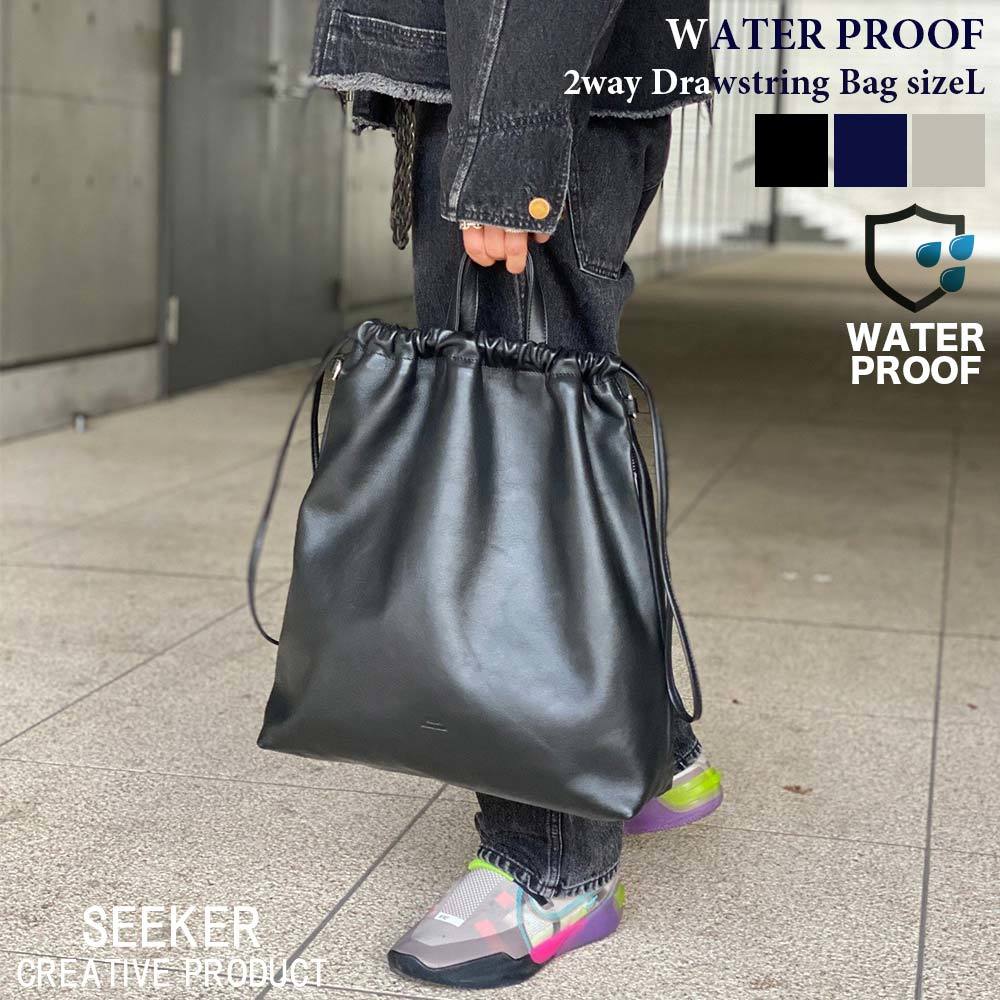 ＼ポイント20倍／ SEEKER シーカー バッグ メンズ 巾着ショルダーバッグ 2way 防水 ショルダーバッグ SKB-021FT7  本革 ビジネス 肩掛け 防水レザー カバン バック レザー a4 薄型 スリム 斜めがけ 通勤 通学 人気 ブランド 高級 pcバッグ ノートパソコン  ...