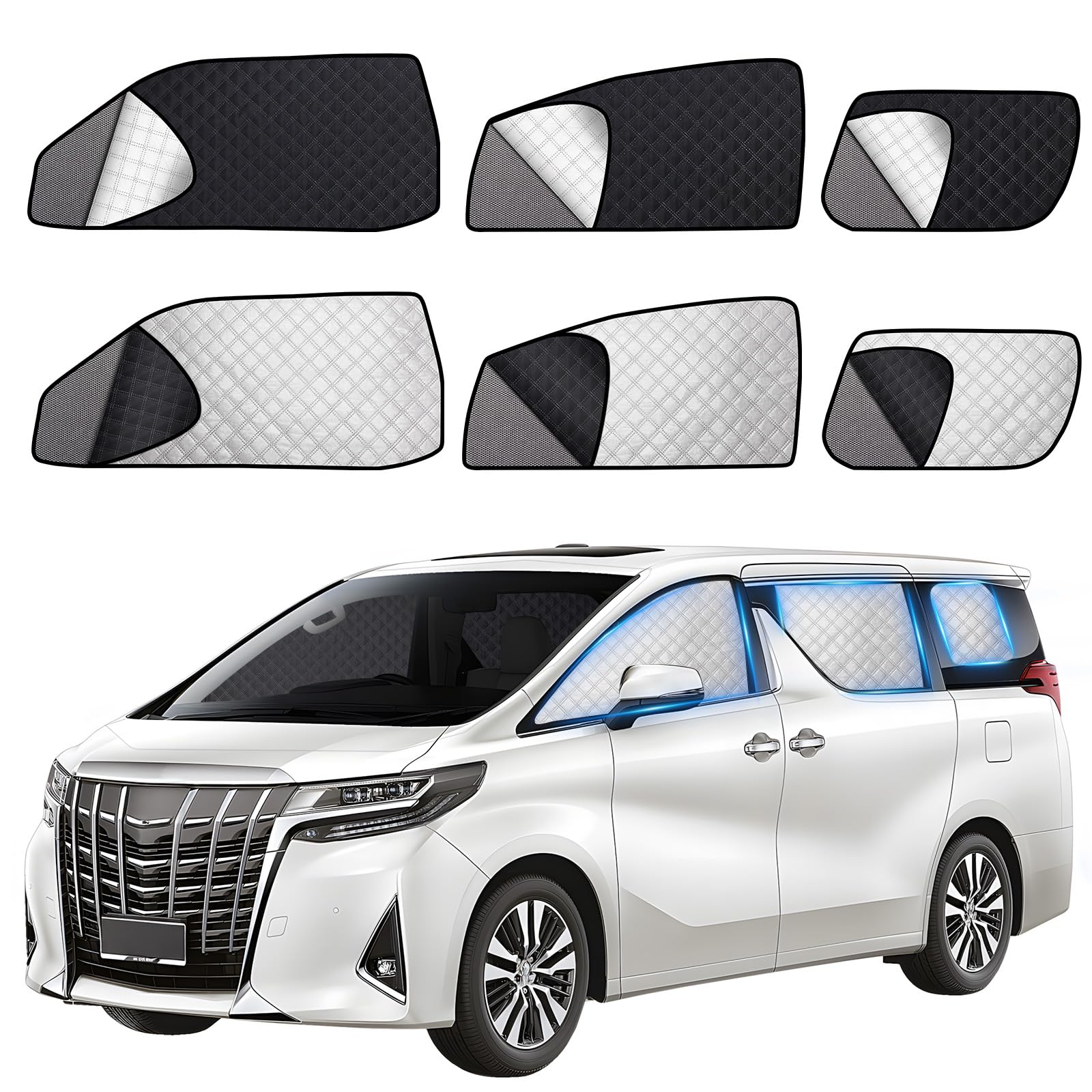 ZATOOTO トヨタ アルフア-ド ヴエルフアイア 30系 車種専用 サンシェード メッシュカーテン マグネット式 2層タイプ 遮光 虫除け 目隠し 日除け 換気 2Way 車用 車種専用設計 折り畳み式 アクセサリー 6枚セット SCWS02-ALPHARD 30