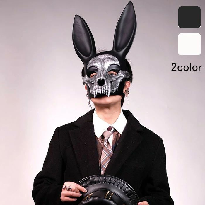 うさ耳 白 黒 スカル コス フルフェイス ホワイト ブラック 仮面