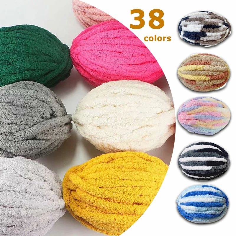 38colors 混紡 シェニールニット 毛糸 チャンキーニット 幅約2CM
