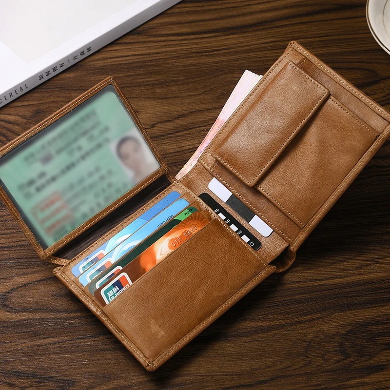 御膳上等感 メンズ紙入れ 大収容能力 本革紙入れ RFID 切り取り 歌留多入れもの レトロ 多役立つこと性 御釣り入れ 二つ折り紙入れ メンズ流行り物