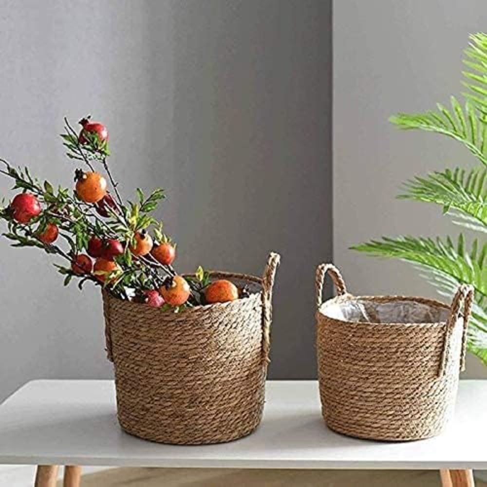 鉢 納める提げ篭 編み 提げ篭 観葉草木鉢 鉢植え 花鉢 お花ポット 洗い濯ぎかご お花提げ篭 自然的 手作り 佇まい 鉢かご 鉢カゴ 差し上げ物 (30 * 35糎)