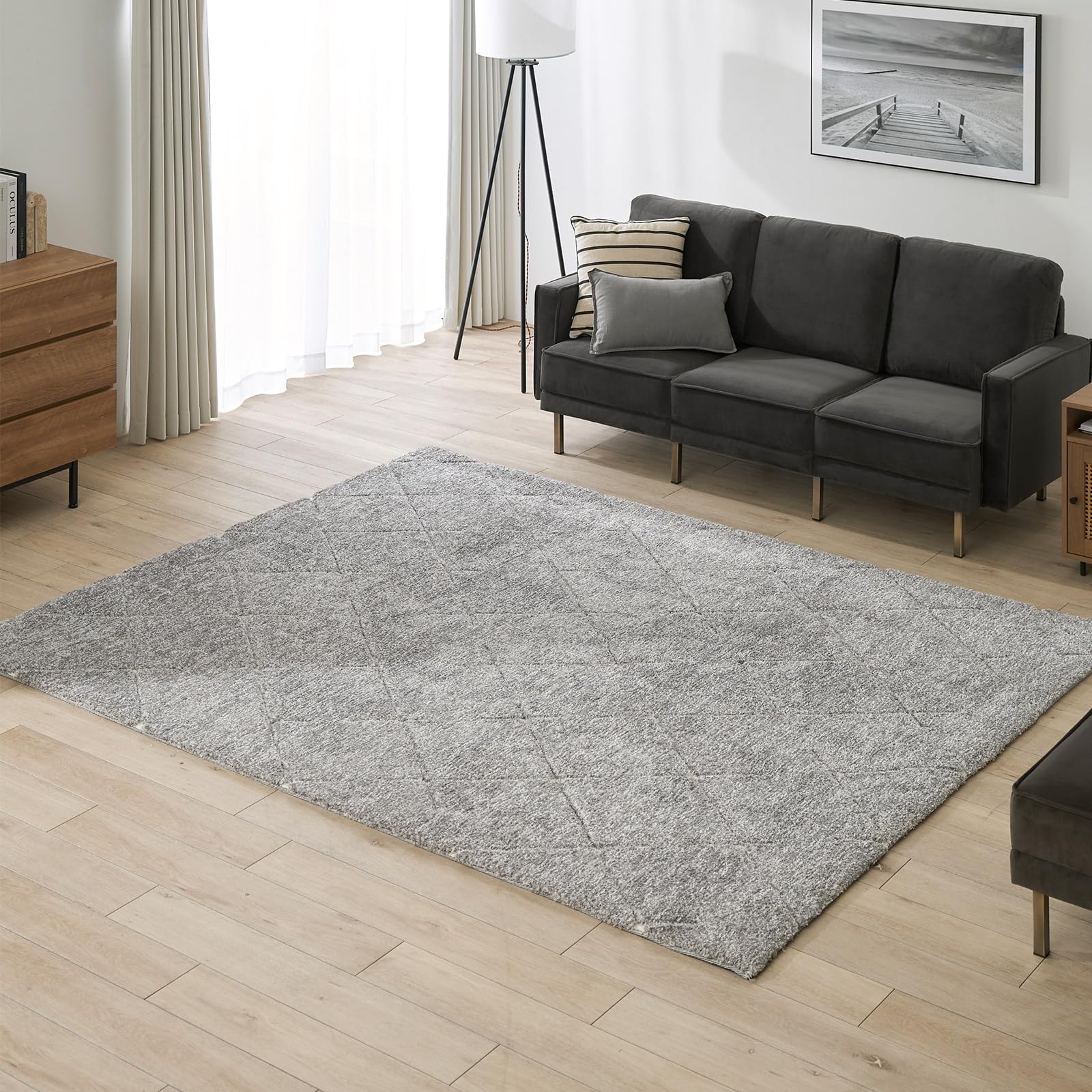 ロウヤ カーペット ラグマット 絨毯 じゅうたん ラグ マット 長方形 Sサイズ ダイア 幅130x190cm 約1.5畳 グレー