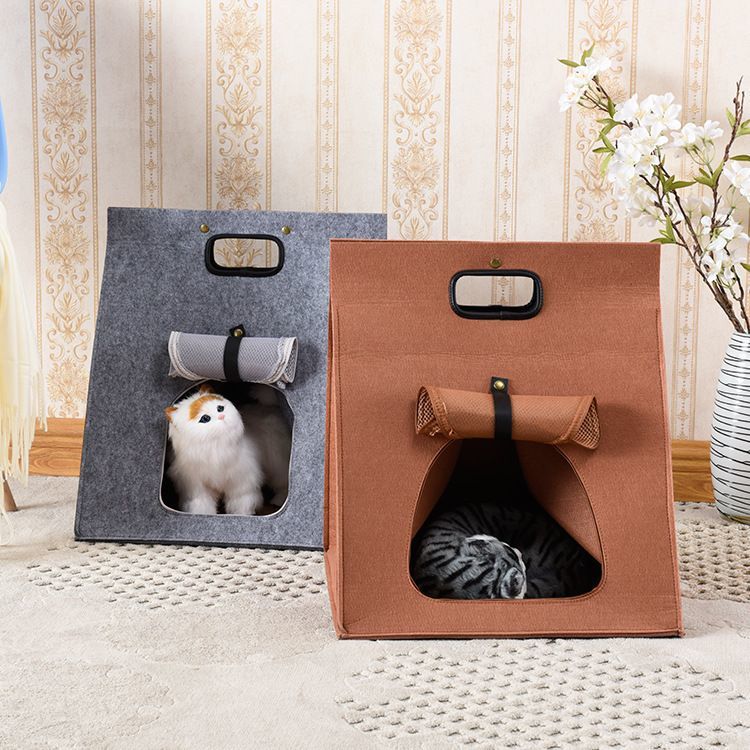 キャリーバッグ 猫設備 愛玩動物グッズ キャットハウス 愛玩動物臥榻 持ちはこび入れもの フェルト 可愛らしい 今めかしい 折りたたみ 手提げ 手持ち部分付き添い人 猫