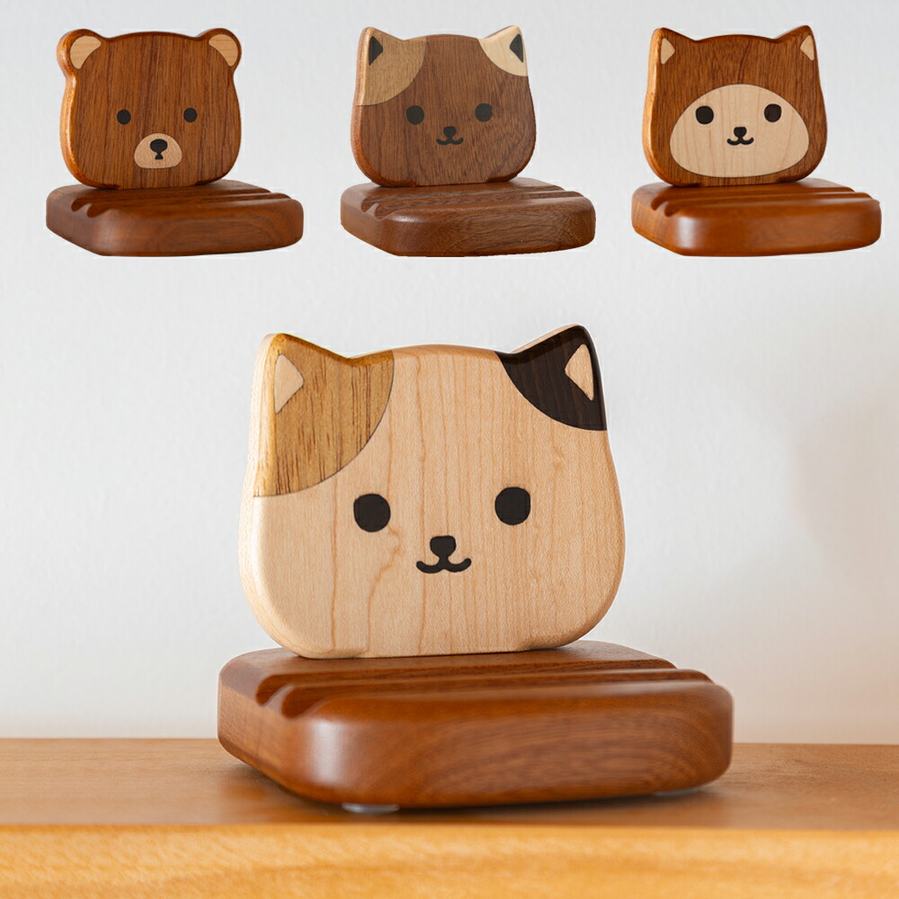 楽天市場】IwaiLoft かわいい 携帯スタンド 猫 木材 スマートフォン