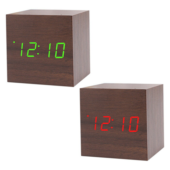 楽天市場】木目調LED時計(小) アラーム機能 日付・温度表示 省エネ