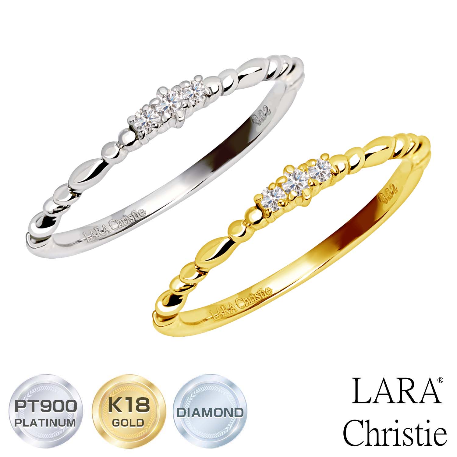 【マラソン19日20時スタート|全品P10倍&限定クーポン】ララクリスティー ダイヤモンド ピンキー リング 天然ダイヤモンド 計0.02ct PT900 K18 ゴールド lr56-0003 LARA Christie|シアーズ公式ストア 店