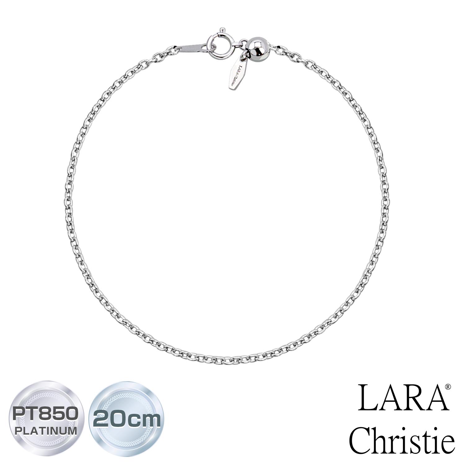 ララクリスティー チェーン ブレスレット 丸小豆 プラチナ ララクリスティー チェーン ブレスレット 丸小豆0.45φ 幅 約 1.5