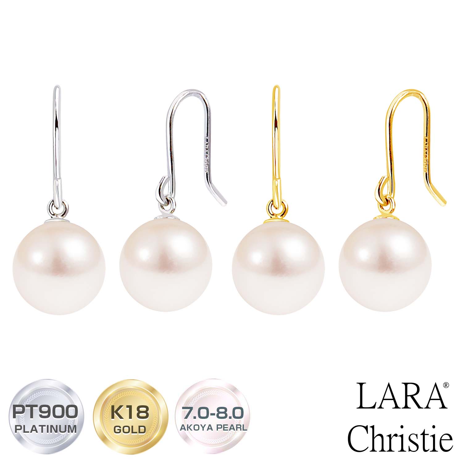 国内発送 LARA Christie フック ピアス あこや真珠 PT900 K18 楽天市場】ララクリスティー ピアス レディース あこや本真珠