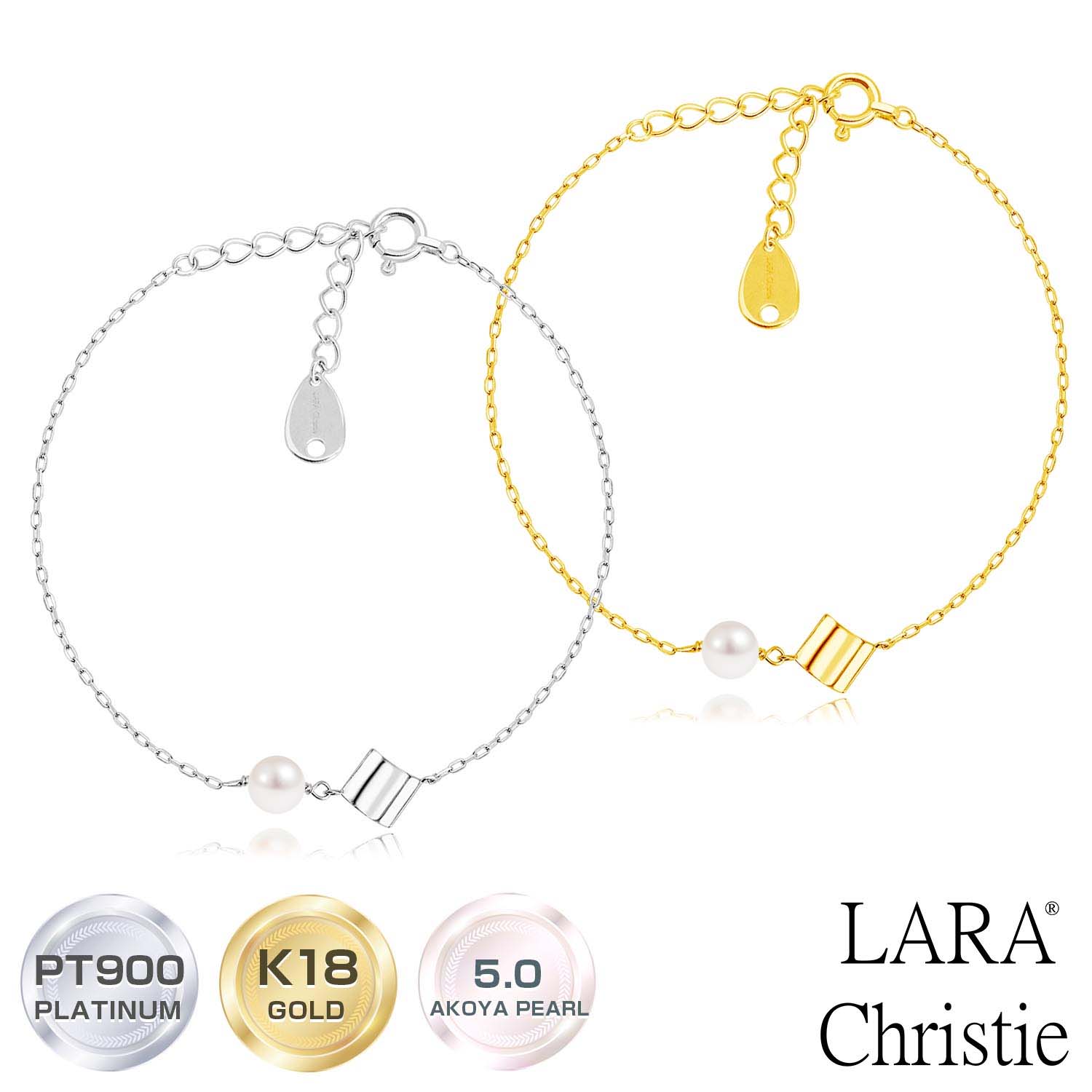 【マラソン19日20時スタート｜全品P10倍＆限定クーポン】ララクリスティー ブレスレット レディース アコヤ真珠 PT900 K18 ゴールド 18金 パールリーフパールコレクションlb102-0002 プレゼント LARA Christie｜シアーズ公式ストア 店