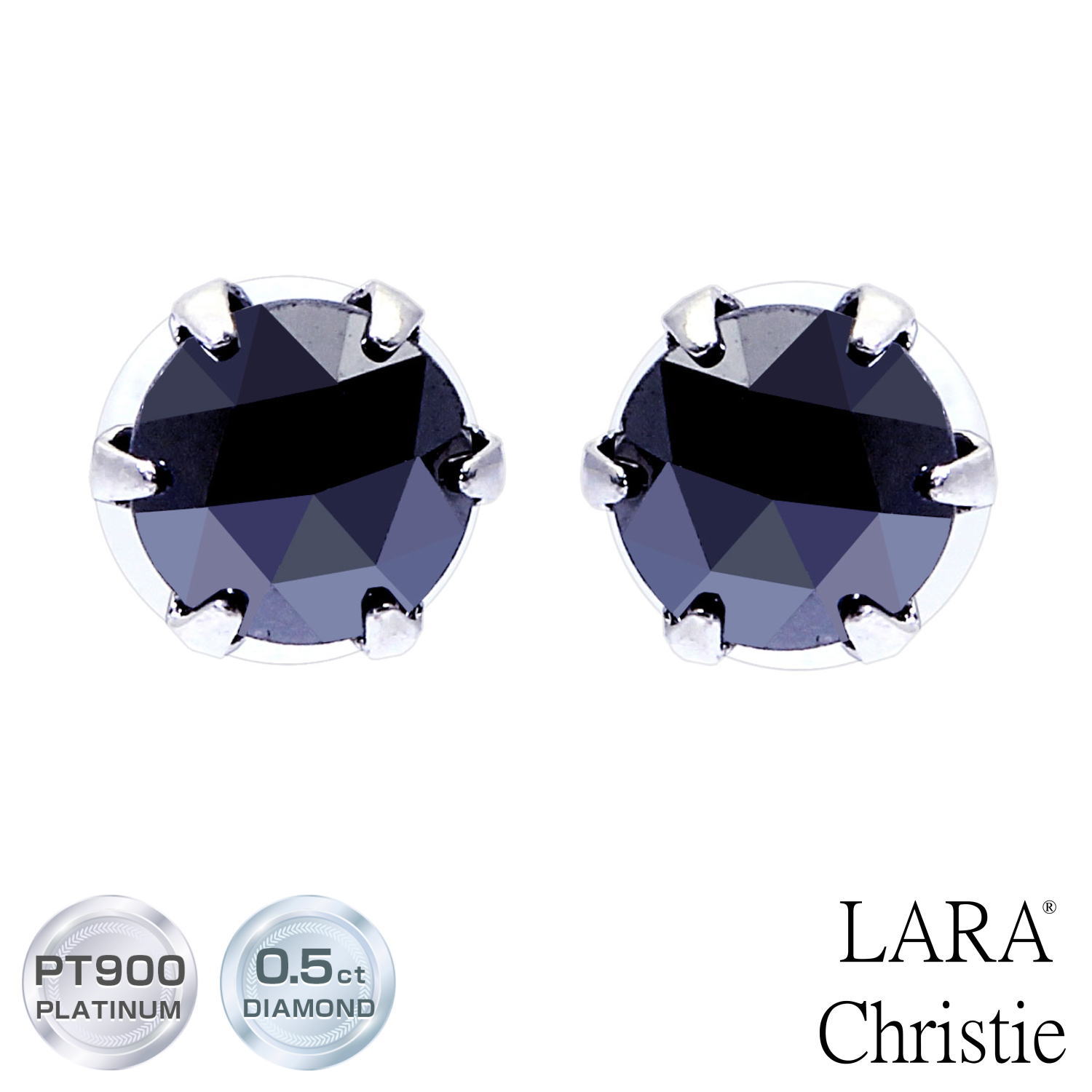ララクリスティー ピアス レディース Pt900 ブラックダイヤモンド 計0.5ct ローズカット 6本爪 プラチナピアス le56-0016 LARA Christie