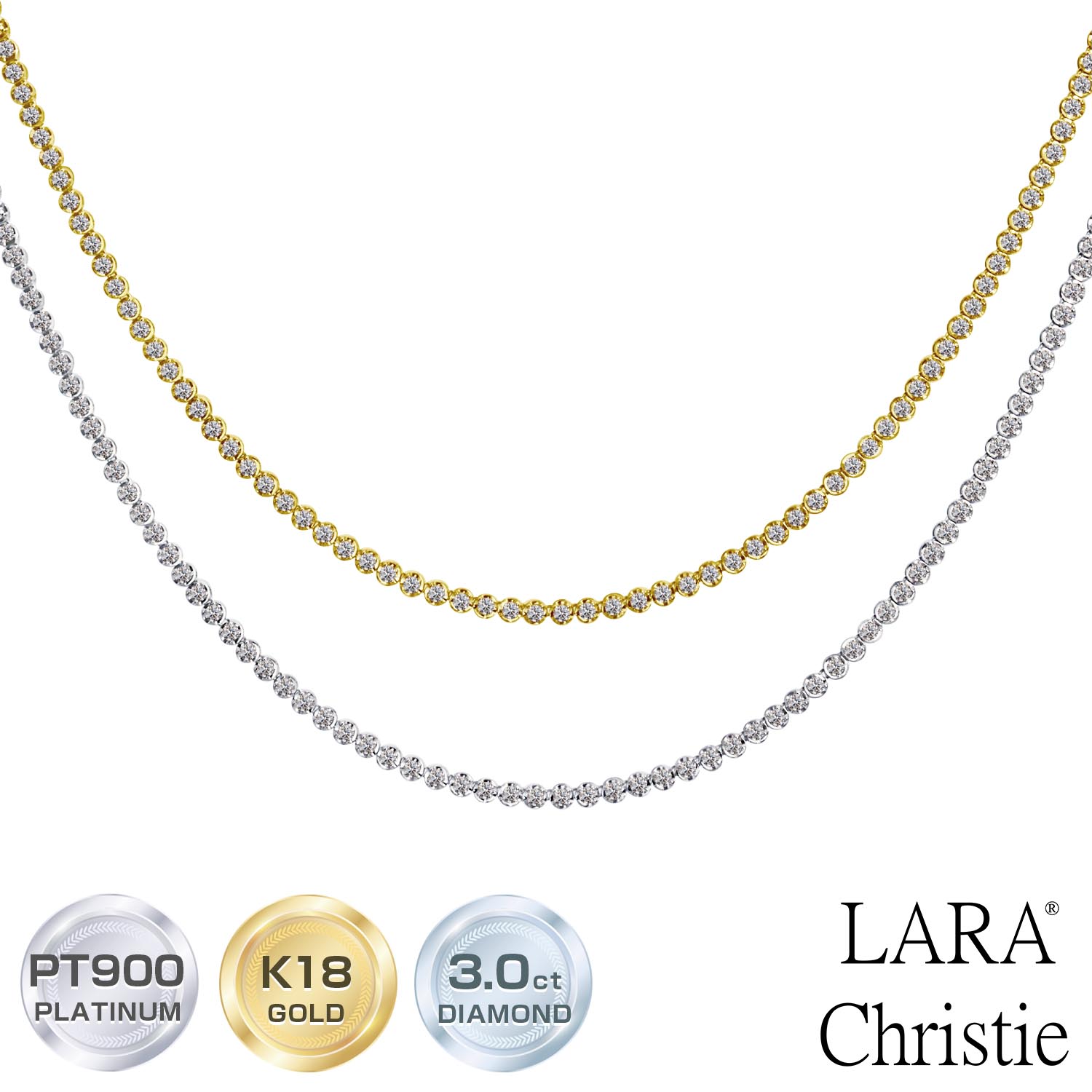 【マラソン19日20時スタート|全品P10倍&限定クーポン】テニスネックレス ダイヤモンド レディース 3.0ct SIクラス相当 プラチナ PT900 K18 18金 LARA Christie ララクリスティー 女性 誕生日プレゼント|シアーズ公式ストア 店
