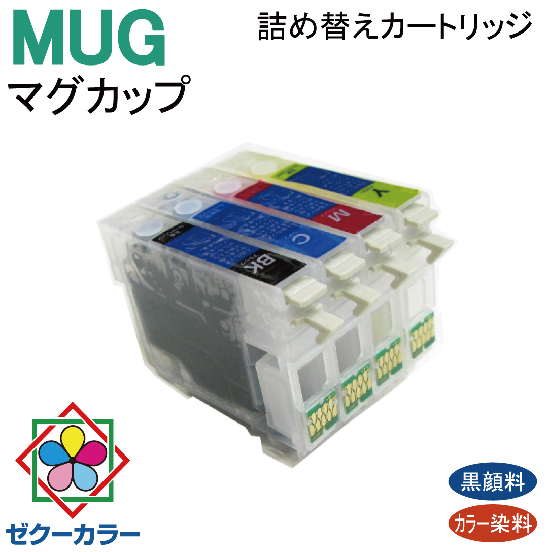 YZQ エプソン EPSON MUG C M 詰め替えカートリッジ 4色 付き, BK Y EW-452A 永遠 インクなし キャノンEPSON  EW-052A に適用する MUG-4CL 自動リセットチップ 互換