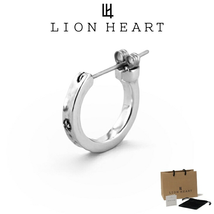 ライオンハート ピアス メンズ クロッシング ピアス EL ツチメ 槌目 フープ SV925 サージカルステンレス LH-1EA134 LION HEART メンズピアス 片耳用 1点売り クリスマス 誕生日 プレゼント ギフト 彼氏 【ネコポス】 ブランド 人気 ランキング