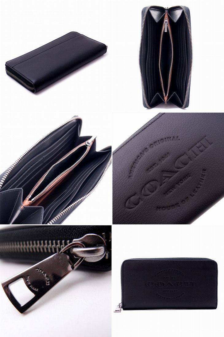 楽天市場 コーチ Coach 財布 メンズ 長財布 ラウンドファスナー レザー ロゴ blk ブランド 人気 贅沢屋