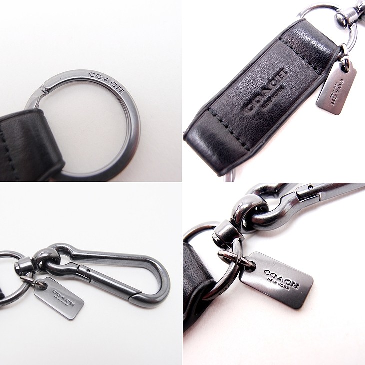 楽天市場 コーチ キーリング メンズ Coach キーホルダー カラビナ レザー blk ネコポス ブランド 人気 贅沢屋
