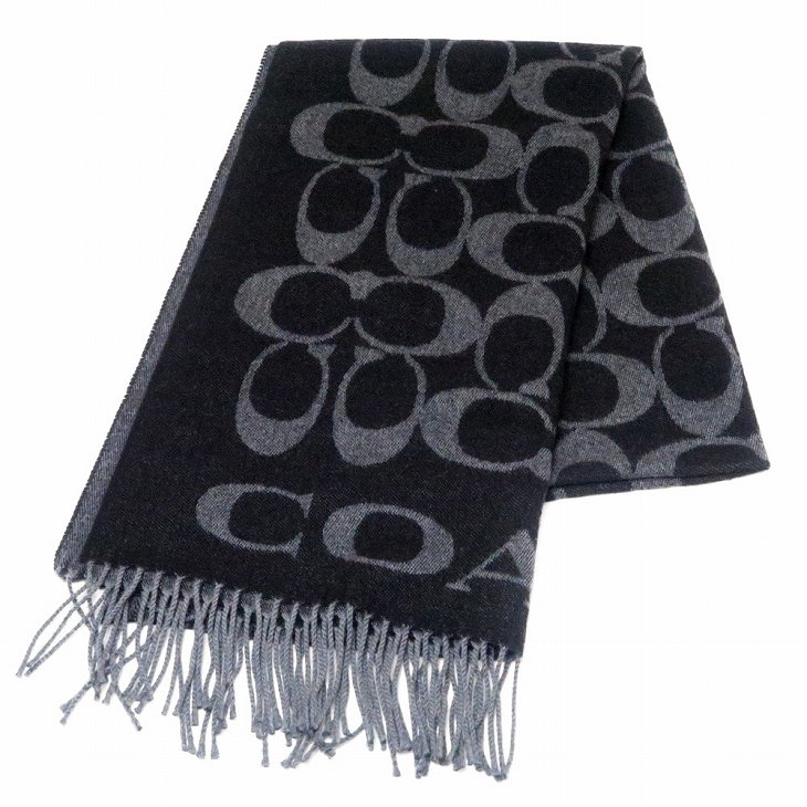 コーチ Coach ブラック黒 blk マフラー レディース ストール カシミヤ混 大判 ストール ブラック黒 シグネチャー メンズ 男女兼用 blk ブランド 人気 贅沢屋 コーチ マフラー ストール カシミヤ混 人気 新作 ランキング