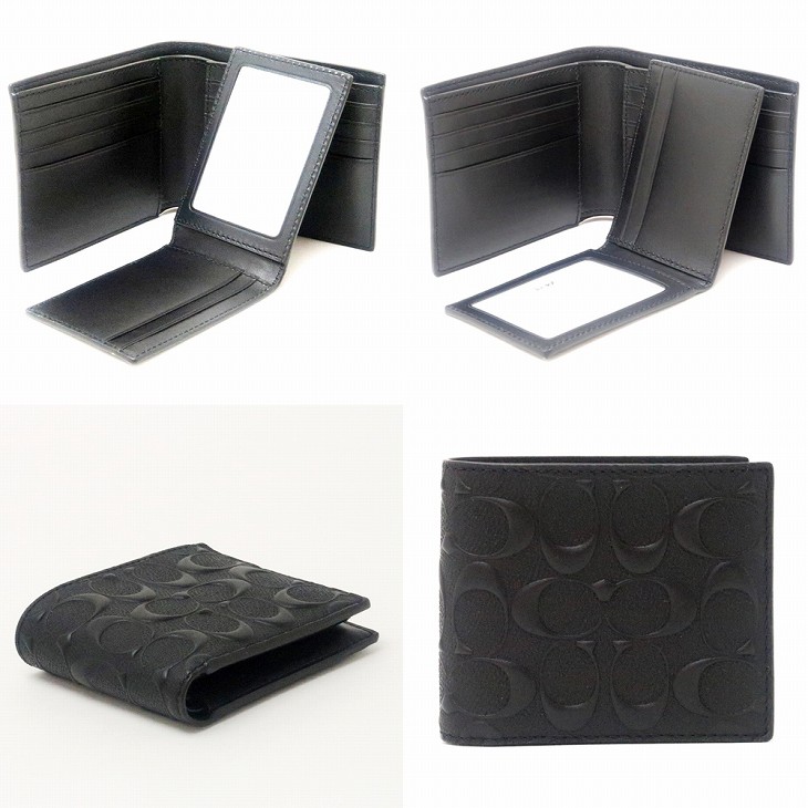 代引不可 コーチ Coach 財布 メンズ 二つ折り財布 カードケース ブラック黒 シグネチャー blk ブランド 人気 安い Ogytech Com