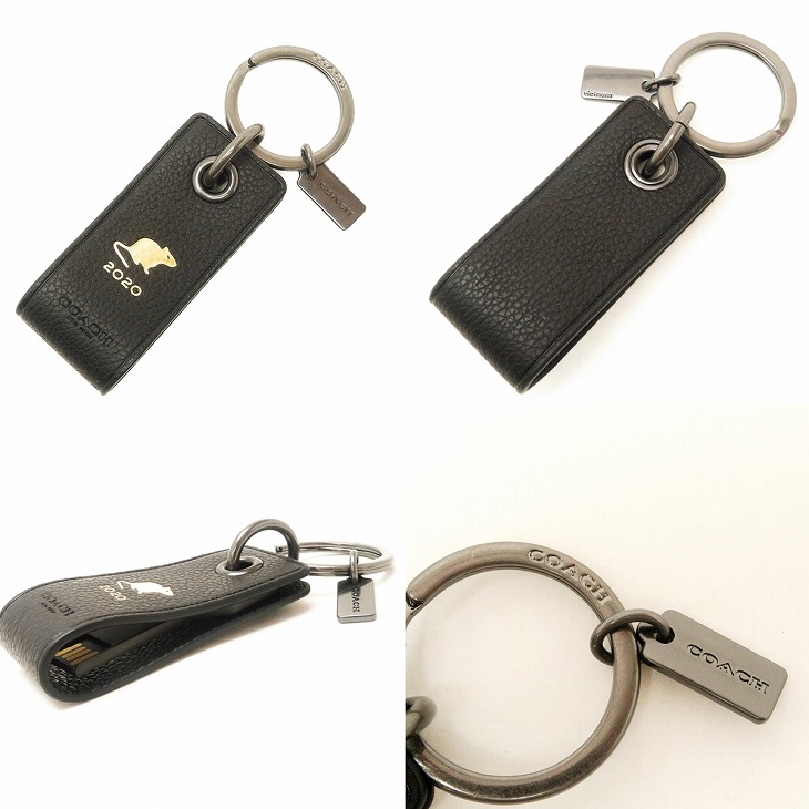楽天市場 コーチ Coach キーリング メンズ キーホルダー バッグチャーム レディース マウス Usb レザー ブラック 黒 129qbbk ネコポス ブランド 人気 贅沢屋