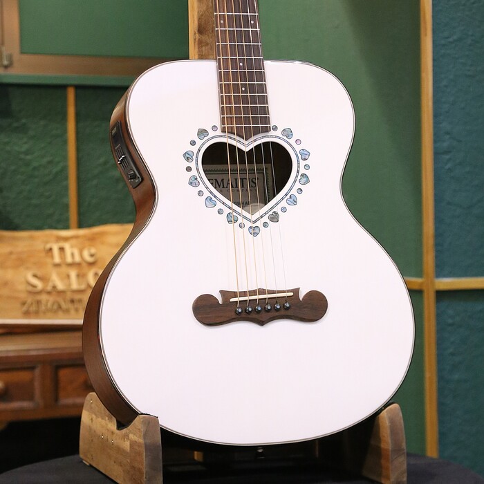 【ストラッププレゼント】 Zemaitis ゼマイティス アコースティックギター CAM-90H, Gloss White Abalon ミニサイズ ギグバッグ付属 ハート｜ZEMAITIS GRECO OSAKA SHOWROOM