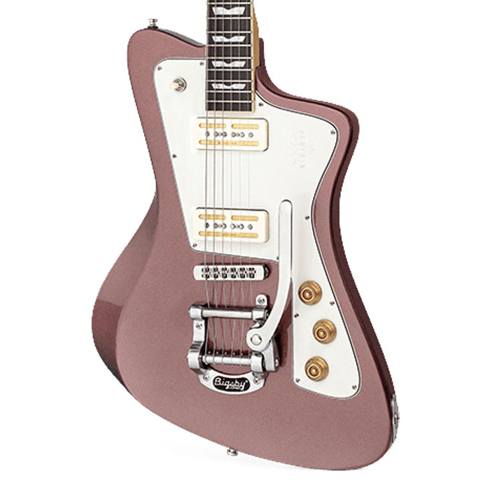 本数限定セール Baum Guitars バウム・ギターズ エレキギター Wingman with Tremolo, Burgundy Mist ウィングマン ホワイト ピンク 変形ギター Bigsby