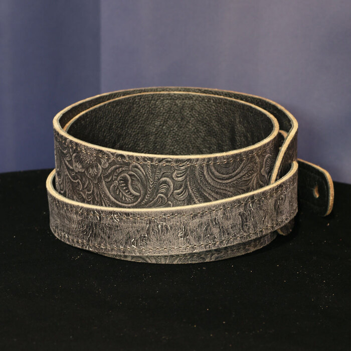 LM PRODUCTS ギターストラップ レザー Classic Leather - Tooled Leather LS-2804T, Slate 革 黒